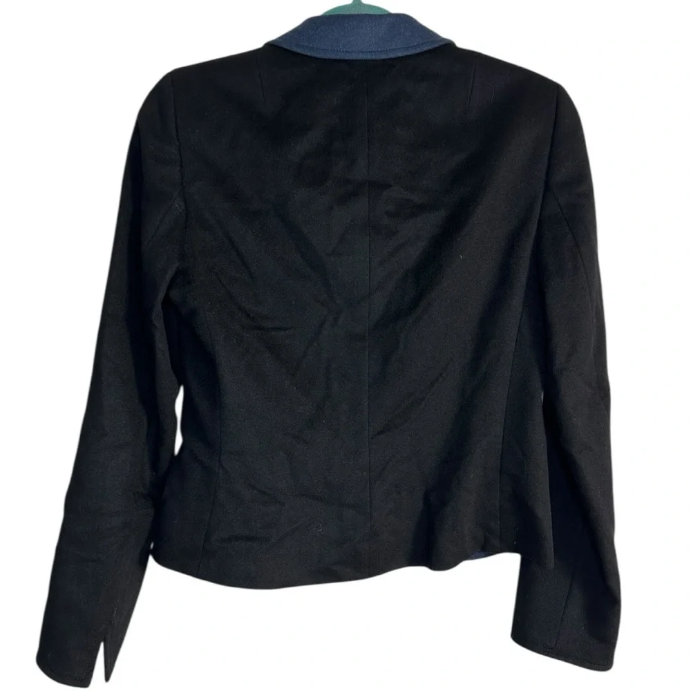 AKRIS‎ Punto Color Block Wool Angora Jacket Blazer Blue Black Size 6 Luxury work
